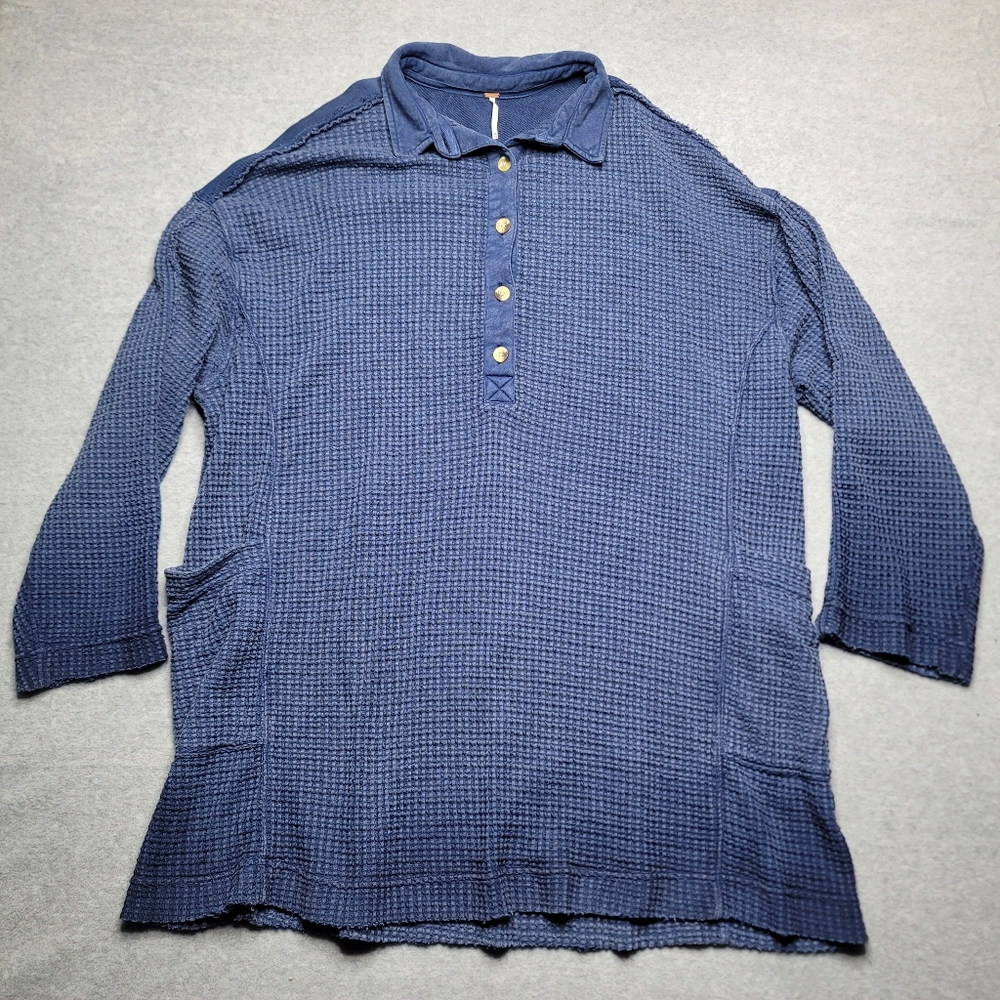 Free People Wilder Polo Blue Tunic XL